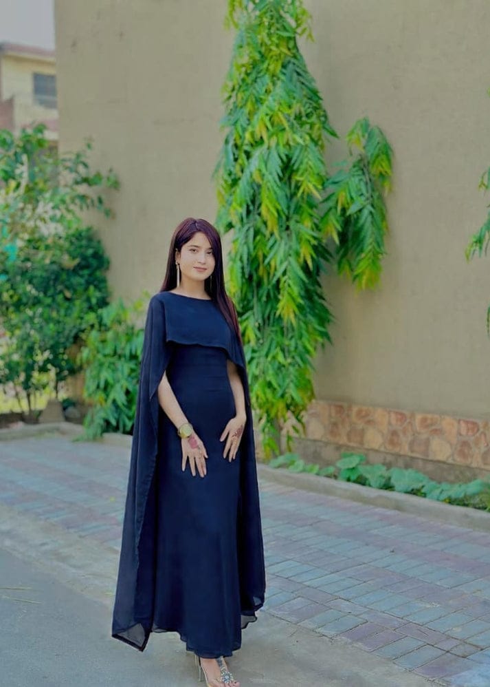 Chiffon Royal Grace Cape Shawl Dress - Shiwani Apparels