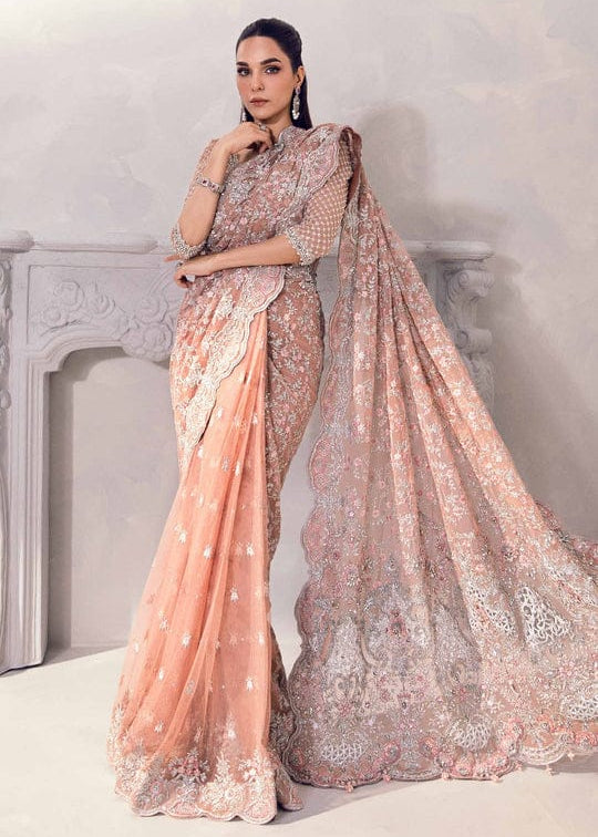 Maria B Embroidered Net Saree – Elegance Redefined ✨ - Shiwani Apparels