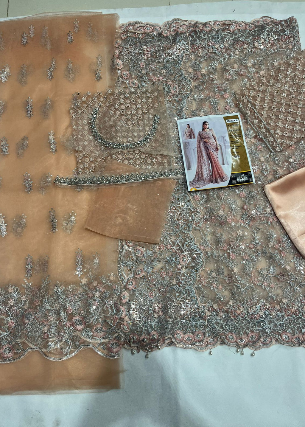 Maria B Embroidered Net Saree – Elegance Redefined ✨ - Shiwani Apparels