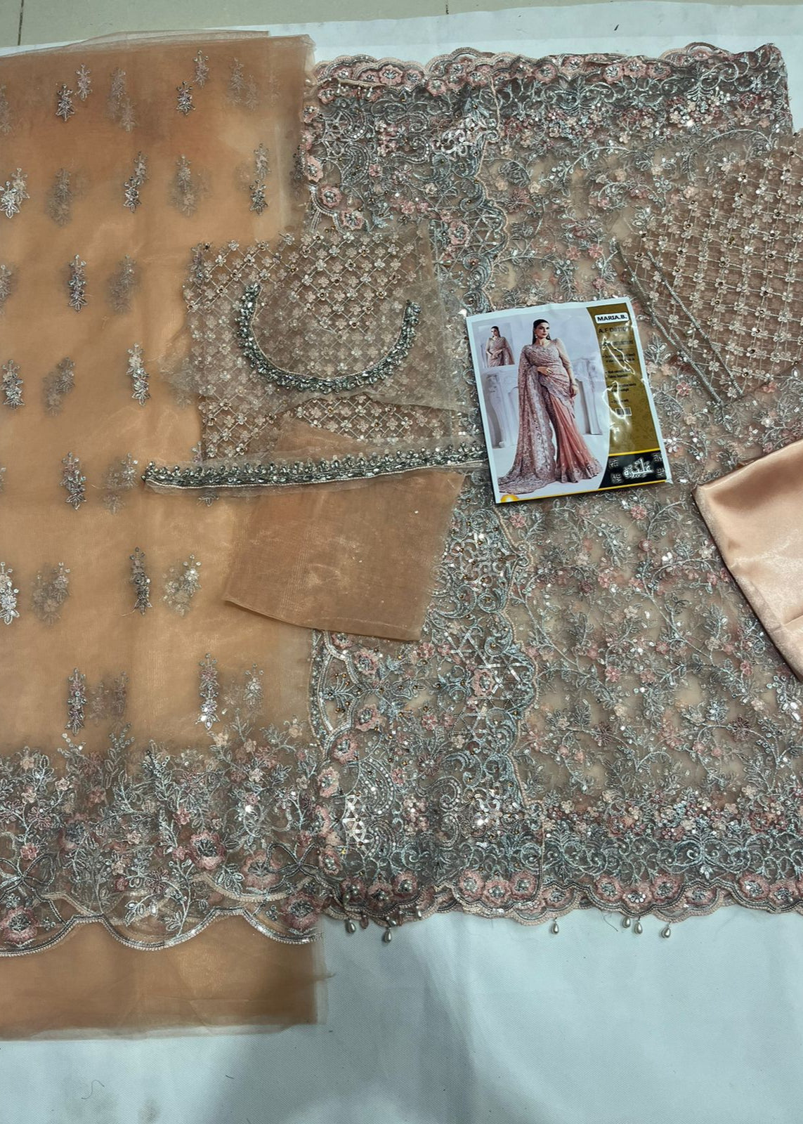 Maria B Embroidered Net Saree – Elegance Redefined ✨ - Shiwani Apparels